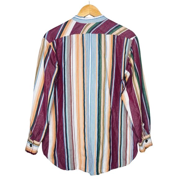 Zara Studio Women’s Shirt Size M Long Sleeve Linen Blend Striped Limited Edition - Picture 4 of 8